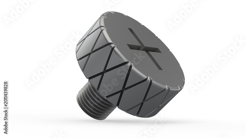Metallic Thumb Screw. Isolated. White background. 3D render