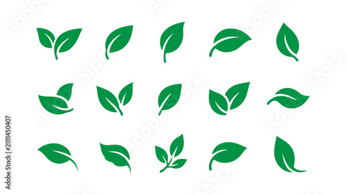 Green leaf logo vector set for nature and eco branding