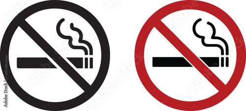 Naklejka No Smoking Signs With Cigarettes And Diagonal Lines Warning Symbols