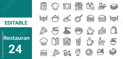 Containing menu, food, drink, wine, cooking, eating, coffee, salad, breakfast, dinner, pizza,Restaurant icon