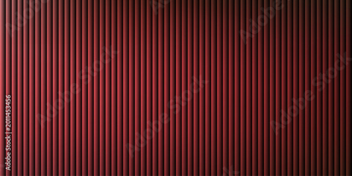 Fotografie Deep red vertical bars with soft lighting highlights creating classic curtain effect or industrial metallic texture for professional backgrounds elegant presentations and dramatic designs