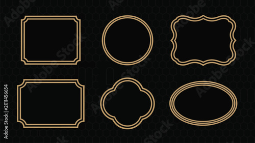 Foto Decorative border frame vector set in yellow and white Vector