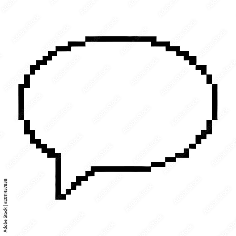 Fototapeta premium Minimalist speech bubble outline with pixelated edges vector