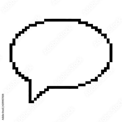 Minimalist speech bubble outline with pixelated edges vector