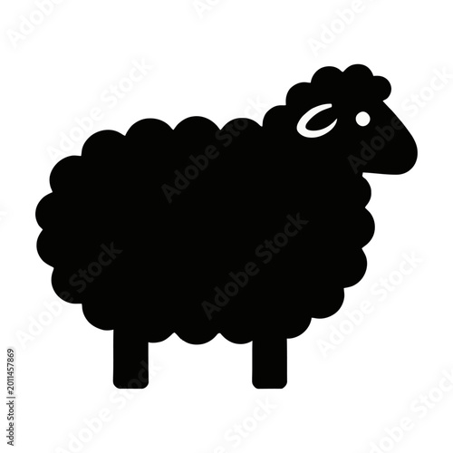 Black sheep standing alone minimalist vector flat design animal icon