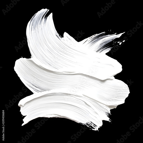 White oil and acrylic paint texture drawing creates dynamic visual interest on dark background