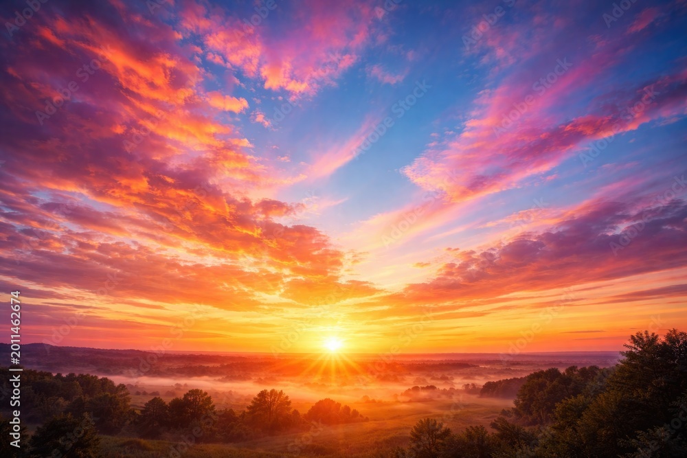 Fototapeta premium Colorful early morning sky symbolizing new beginnings