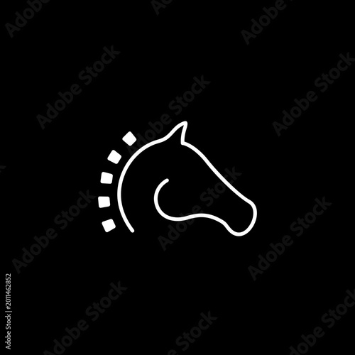 Tableau sur toile Horse Head White Line Art.