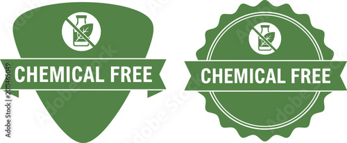 Obraz na płótnie Green Chemical Free Badge Icons for Organic, Eco-Friendly, and Natural Product L