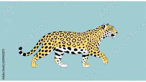 Εκτύπωση καμβά Yellow Leopard Walking Sideways Profile View.