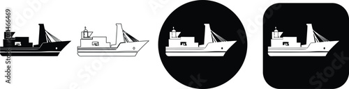 Foto Fishing trawler set black and white for maritime fishing and seafood industry fi