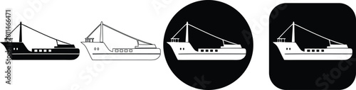 Cuadro en lienzo Sailing yacht set black and white for nautical sport and leisure boating sailboa