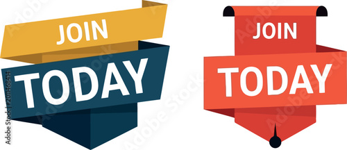 Schilderij op canvas Join Today Banner Set – Modern Flat Design Promotional Badges for Membership and