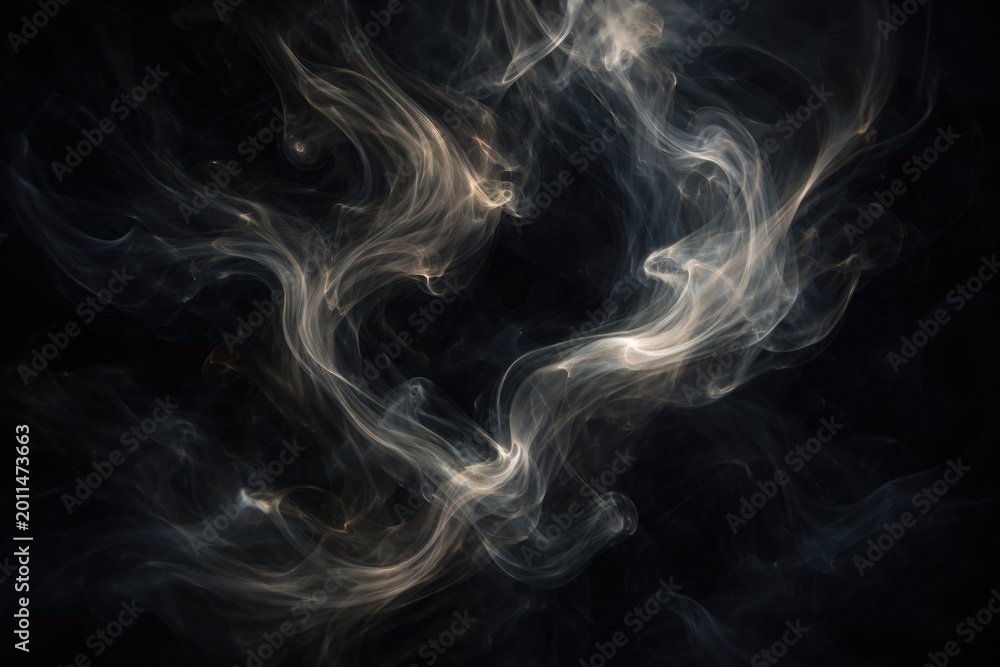 Fototapeta premium Swirling smoky designs on dark background for elegant dramatic effects