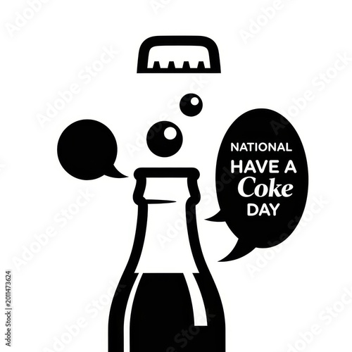 National Have a Coke Day bottle icon with speech bubbles and cap