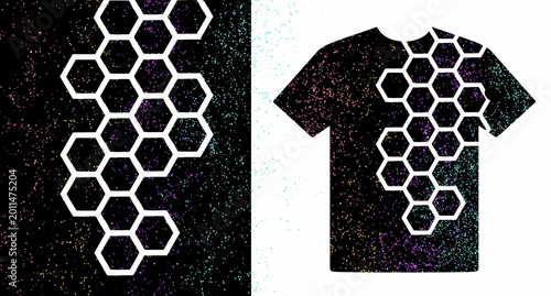 Colour spray with geometric pattern T Shirt Design geometric pattern Graphic Print	.