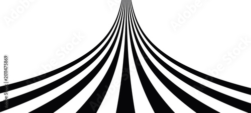 Photos Black on white abstract perspective line wave stripes with 3d dimensional effect isolated on white