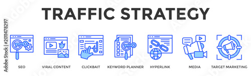Foto Traffic Strategy  Banner Web  Icon Set Collection Pack Vector Illustration Conce