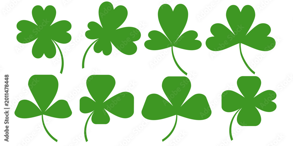 Fototapeta premium Clover leaf illustration in flat style. Clover leaf vector design symbolizes trust, hope, love, and good luck.