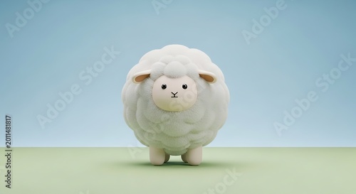 White plush sheep toy sitting upright on a gradient background for cozy or children’s decor.