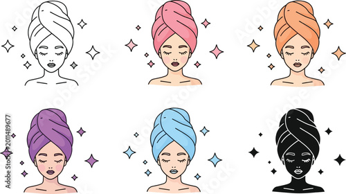 Konstfotografi Women wearing colorful turban hair wraps Vector