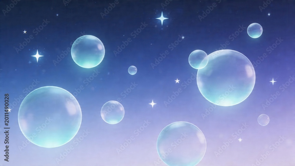Fototapeta premium Bubbles floating in starry sky