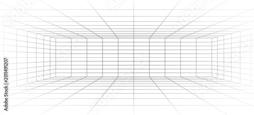 Canvastavla Perspective grid background 3d Vector illustration