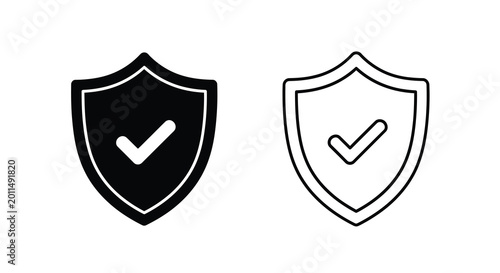 Free Download shield icons with checkmark black and white vector - GFXLoad