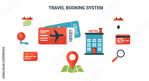Travel Booking System Icons.