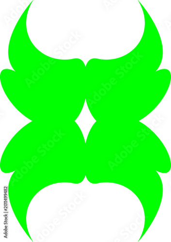 Green ornamental textile motif vector, symmetrical horned abstract grid design for fabric, logos, and decorative creative projects
