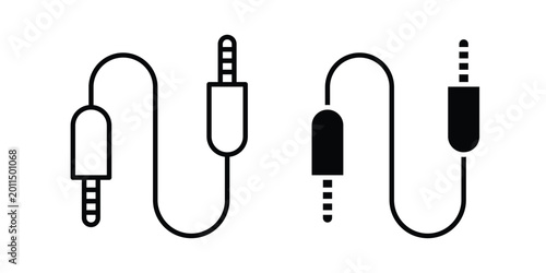 Slika na platnu Audio Cable icon illustration design vector set in black.