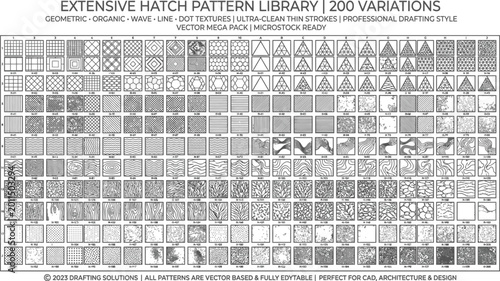 Photos Extensive hatch pattern library containing two hundred variations of geometric o
