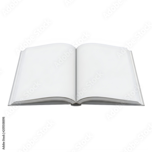 Open blank book on white isolated on transparent background