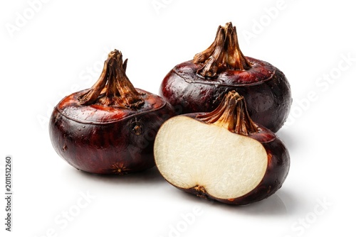 Water chestnut isolated on a white background showcasing natural shape
