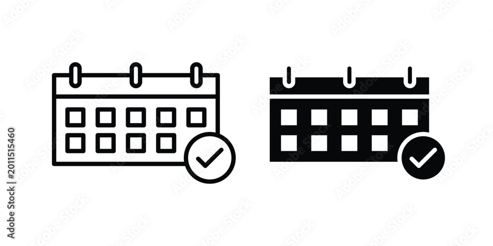 Naklejka premium Schedule icon illustration design vector set in black.
