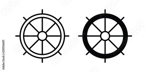 Obraz na płótnie Ship wheel icon illustration design vector set in black.