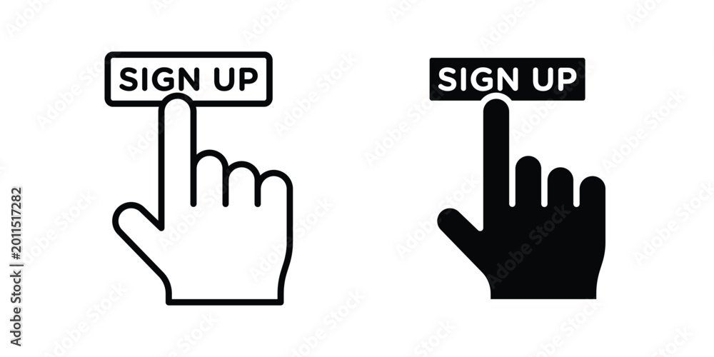 Fototapeta premium Signup icon illustration design vector set in black.