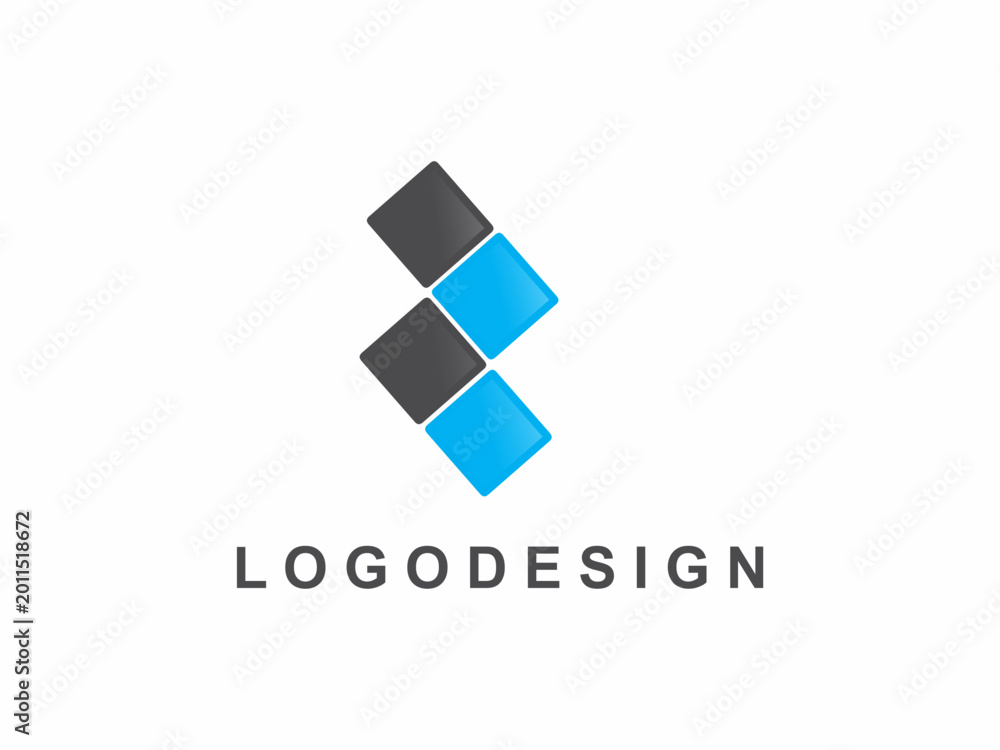 Fototapeta premium Abstract Vertical Diamond Logo Design with Blue and Gray Tiles for Technology, Innovation, and Modern Corporate Identity