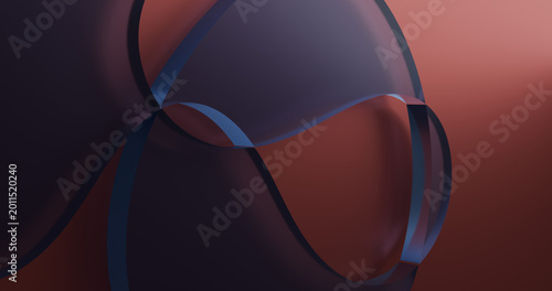 Obraz na płótnie 3d render abstract curved blue glass object on red background wallpaper