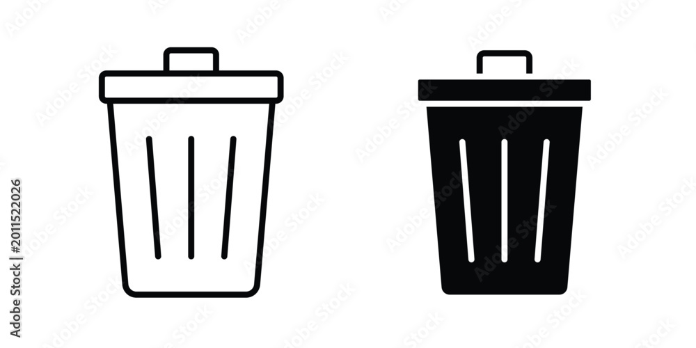Εκτύπωση καμβά Waste Bin icon illustration design vector set in black.