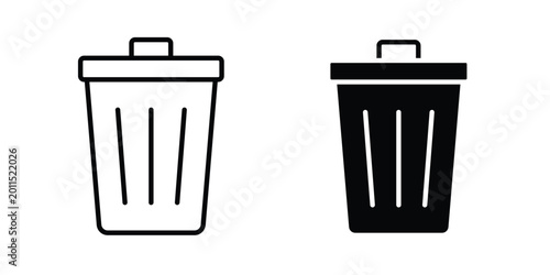 Photos Waste Bin icon illustration design vector set in black.
