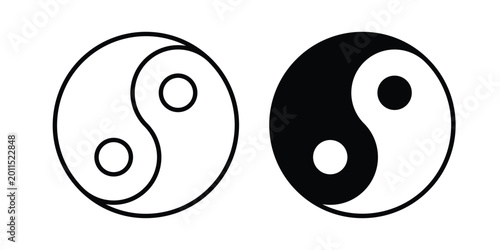 Принти на полотні Yin yang icon illustration design vector set in black.