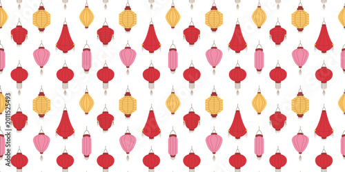 Obraz na płótnie Decorative lantern seamless pattern in flat style