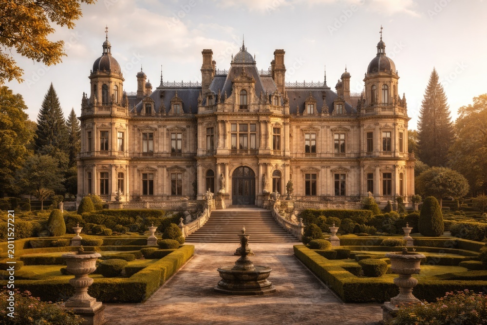 Naklejka premium Grand historic mansion with regal features