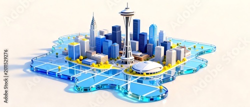 Miniature Isometric Futuristic Urban Cityscape Model