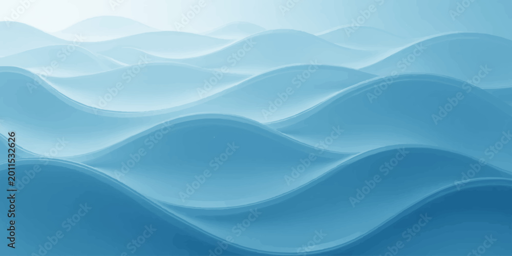 Fototapeta premium Soft blue abstract waves with a smooth silk texture and wavy motion create a light vector backdrop for a modern art wallpaper design