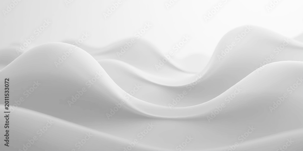 Fototapeta premium Abstract white background with smooth blue and gray wavy lines featuring a soft silk satin texture and elegant curve design for a modern light vector illustration wallpaper