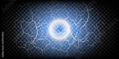 Fotografía Lightning flash light thunder spark on transparent background