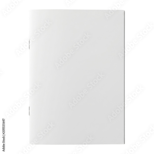 Closed blank white brochure or magazine mockup with staple binding. Isolated on transparent background, png