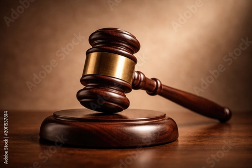 Legal decision tool wooden gavel and block on simple background
